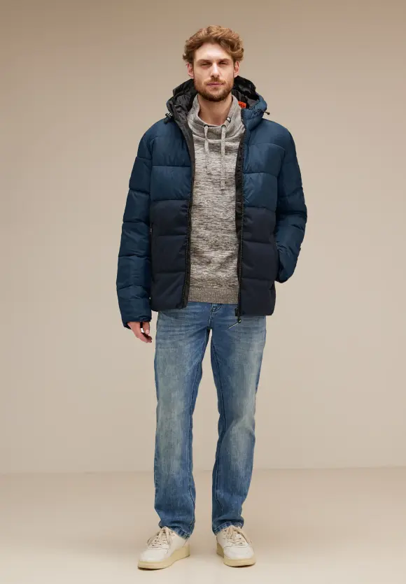 Pufferjacke im Materialmix - midnight blue