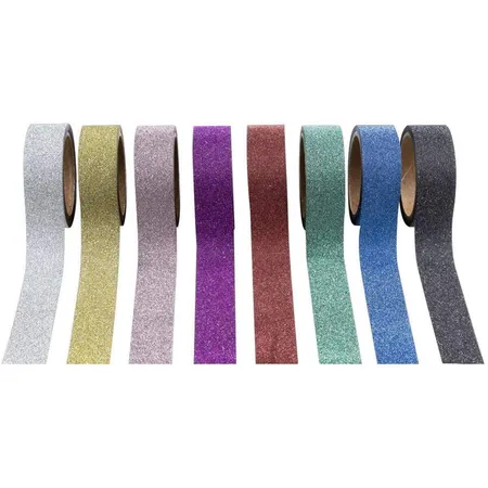 Stylex Glitter-Klebeband, 8 Rollen in 8 Farben je 15 mm x 3 m