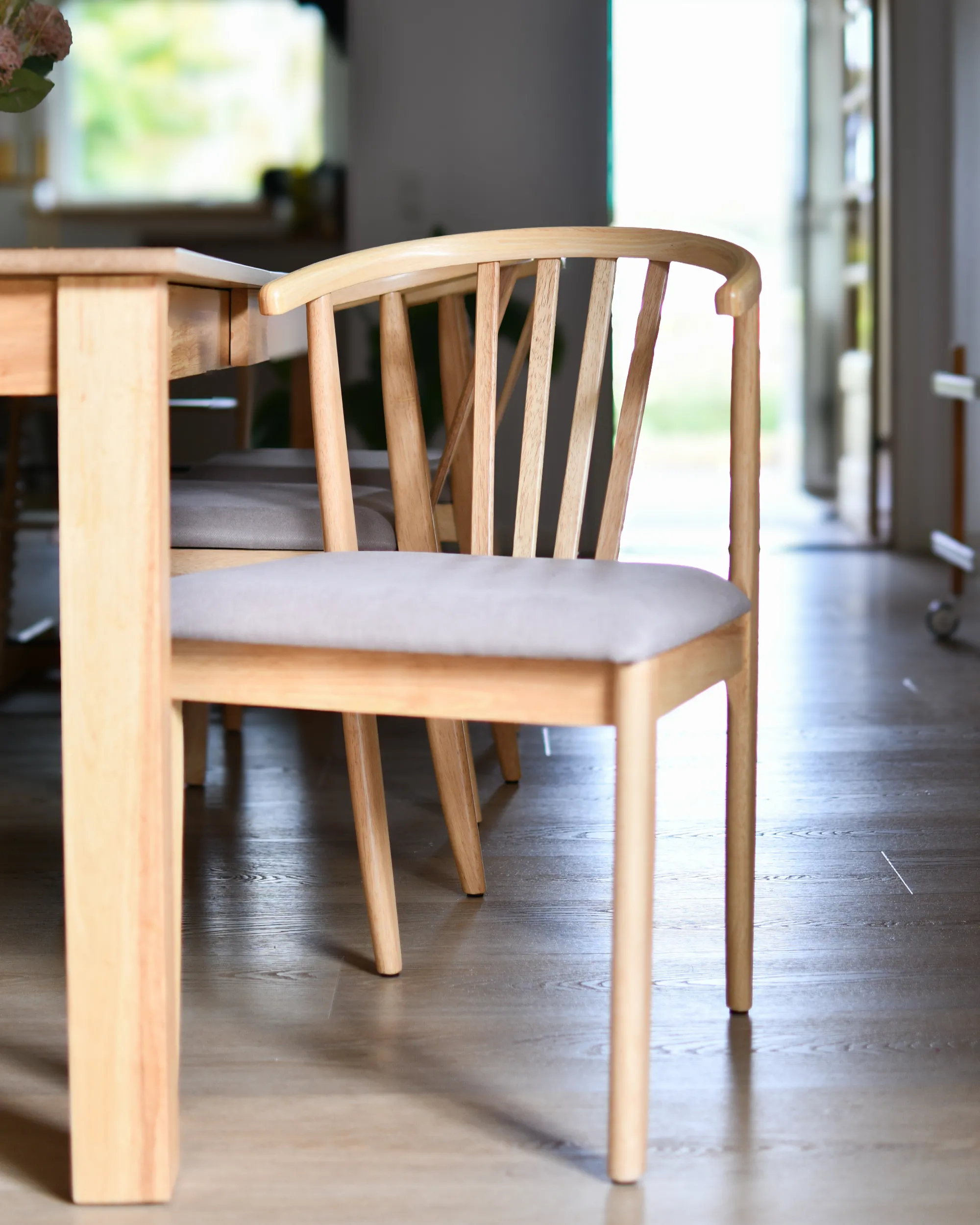 Set van 2 eetkamerstoelen CRAIG Hout Lichtbruin/taupe