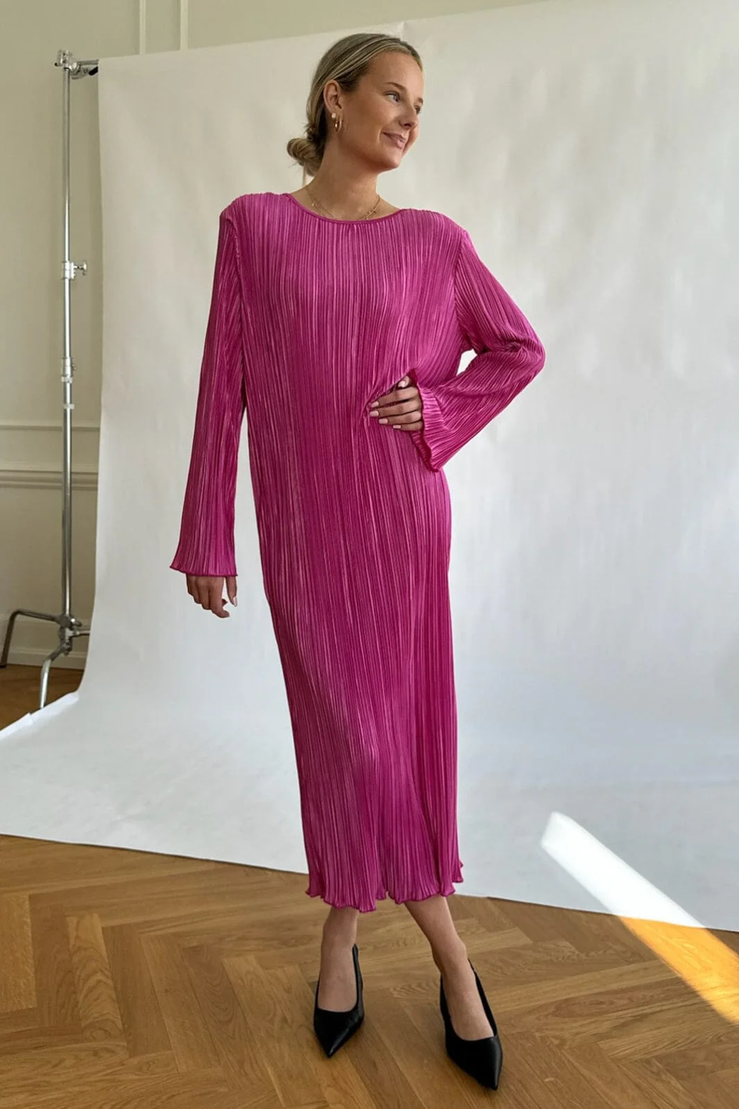 BYIC Kellyic Long Plissé Dress fp fuchsia pink