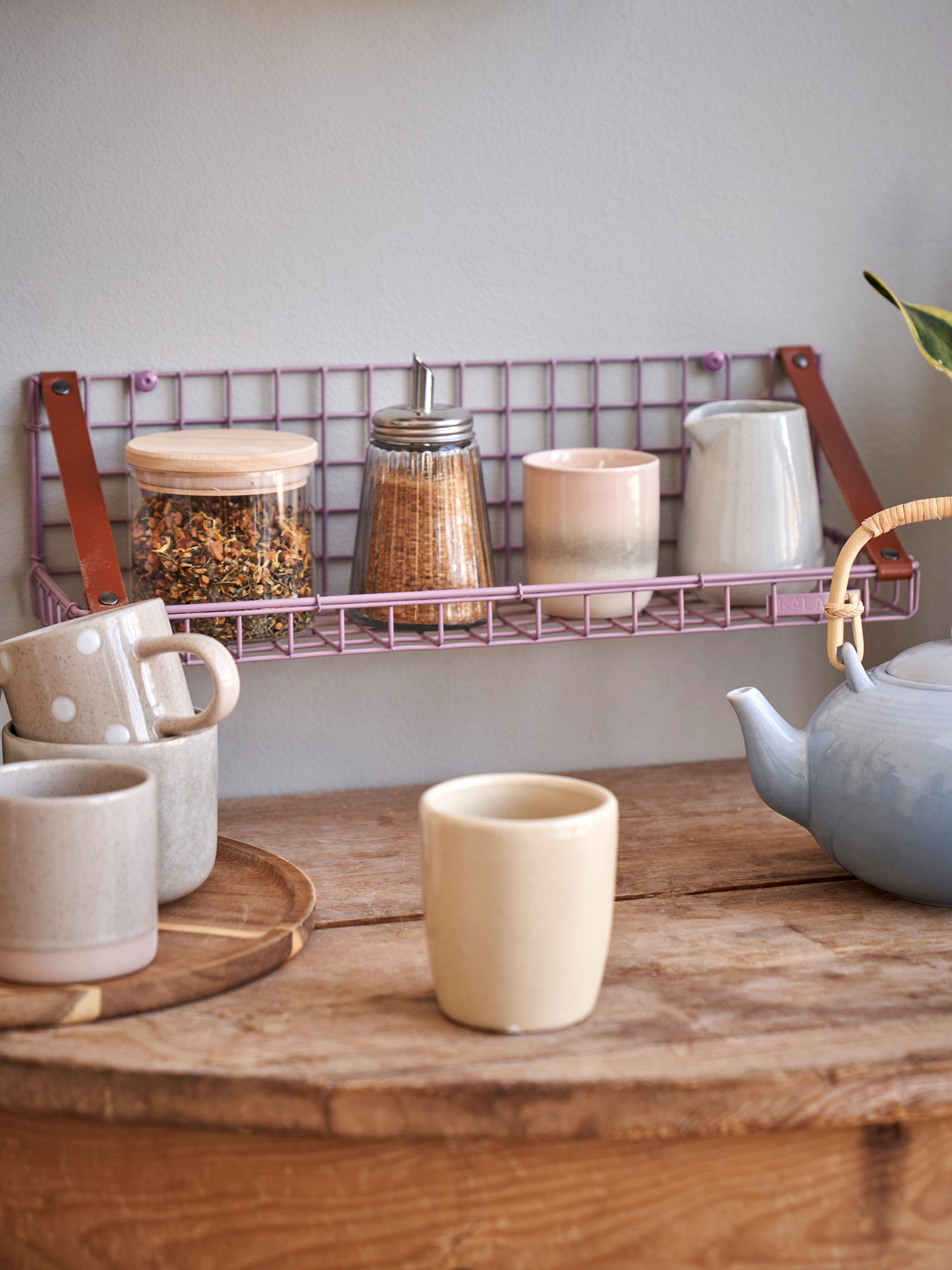 SHELF Hylde | Metal/læder. 44 x 14 x 13 cm. | Grape | Kalager Design