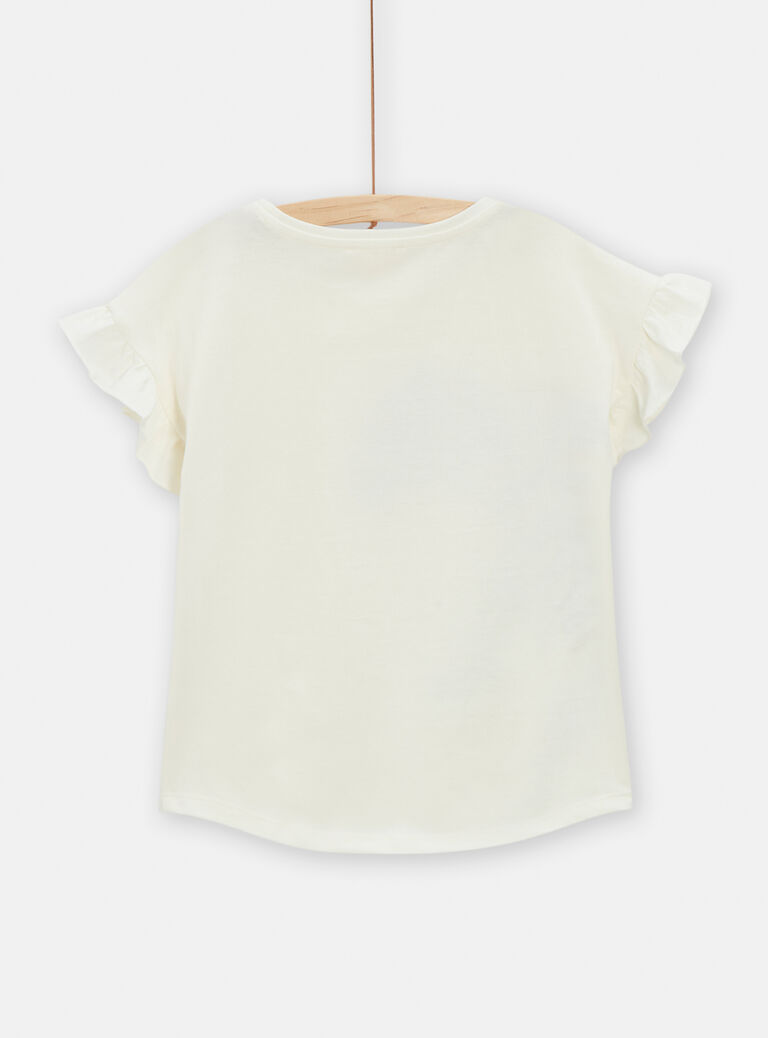 T-shirt écru animation tigre pour fille