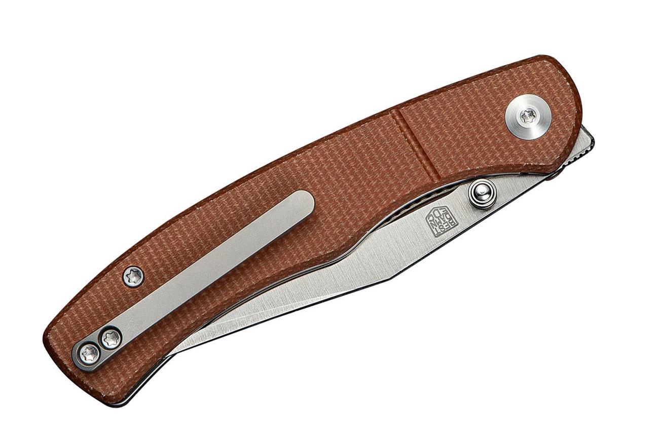 Civivi Clingman C23065-3 Satin Finished Nitro-V Brown Canvas Micarta, zakmes, Taylor Martin design