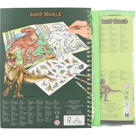 Dino world malebog med farveblyanter