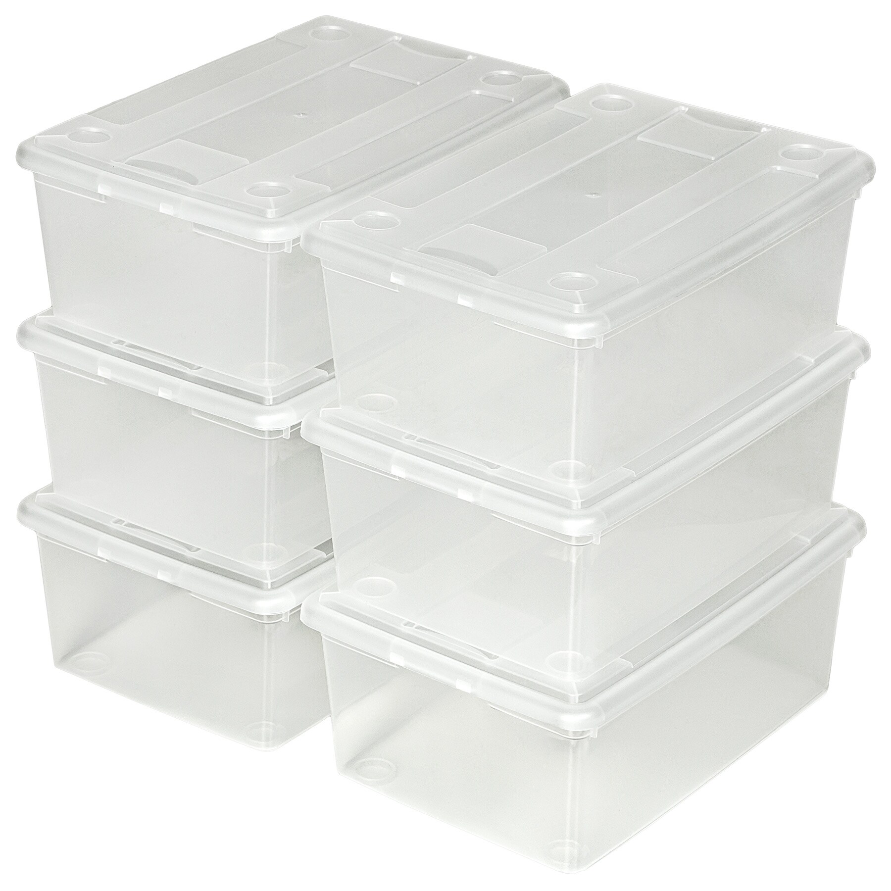 tectake® 6er-Set Schuhbox, mit Deckel, stapelbar, 33 x 23 x 12 cm