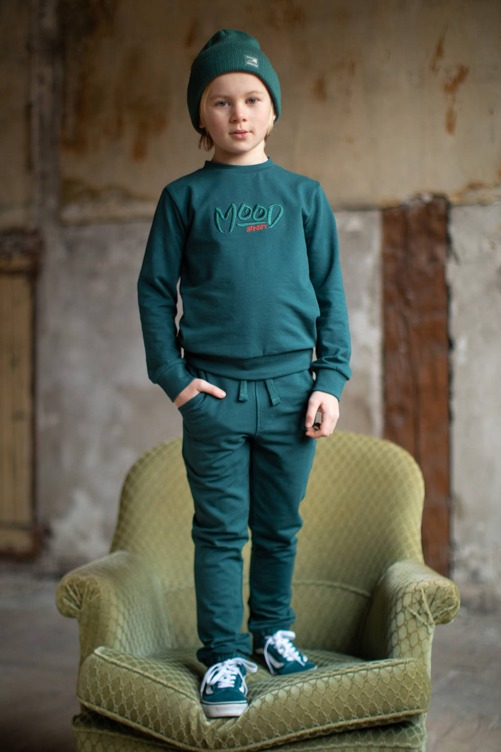 Moodstreet regular fit broek Boaz donkergroen