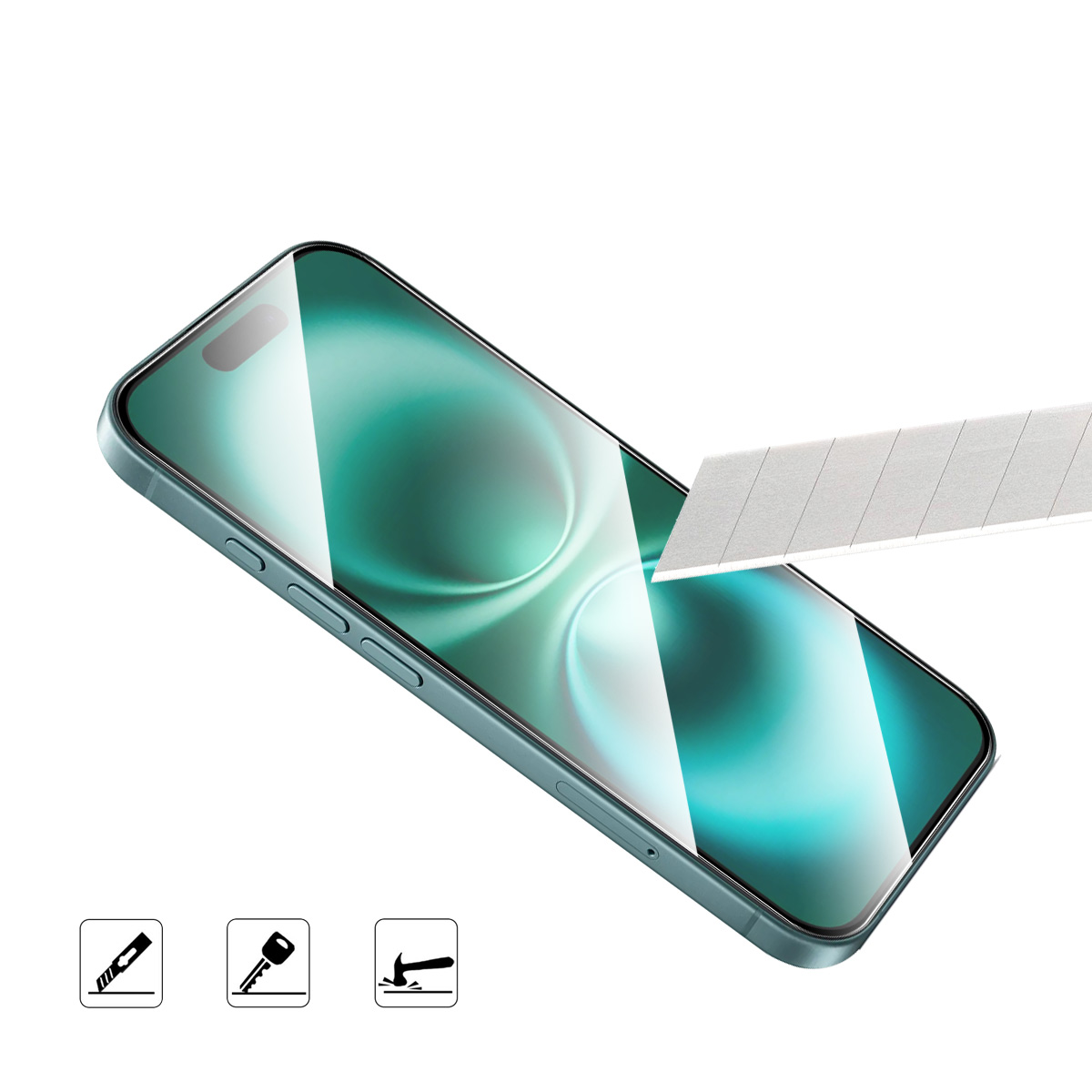 iPhone 16 Full-Screen Vollbild Panzer Glas mit Rahmen   Montagerahmen