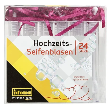 Idena Seifenblasen Stick mit Herzdeckel 4,5ml 24er