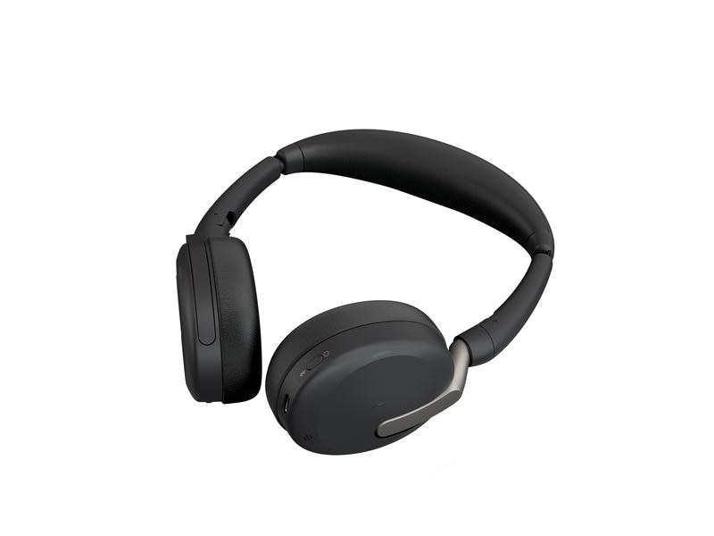 Jabra Headset Evolve2 65 Flex Duo MS, USB-C, inkl. Ladestat Ultrakompaktes professionelles Headset für unterwegs mit der besten aktiven Geräuschunterdrückung seiner Klasse