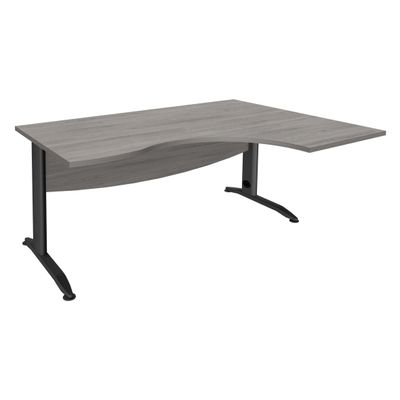 Bureau compact à droite IDRA - L180 cm - Pieds anthracite - plateau imitation Chêne gris (Pieds de renfort obligatoire à rajouter - non inclus)