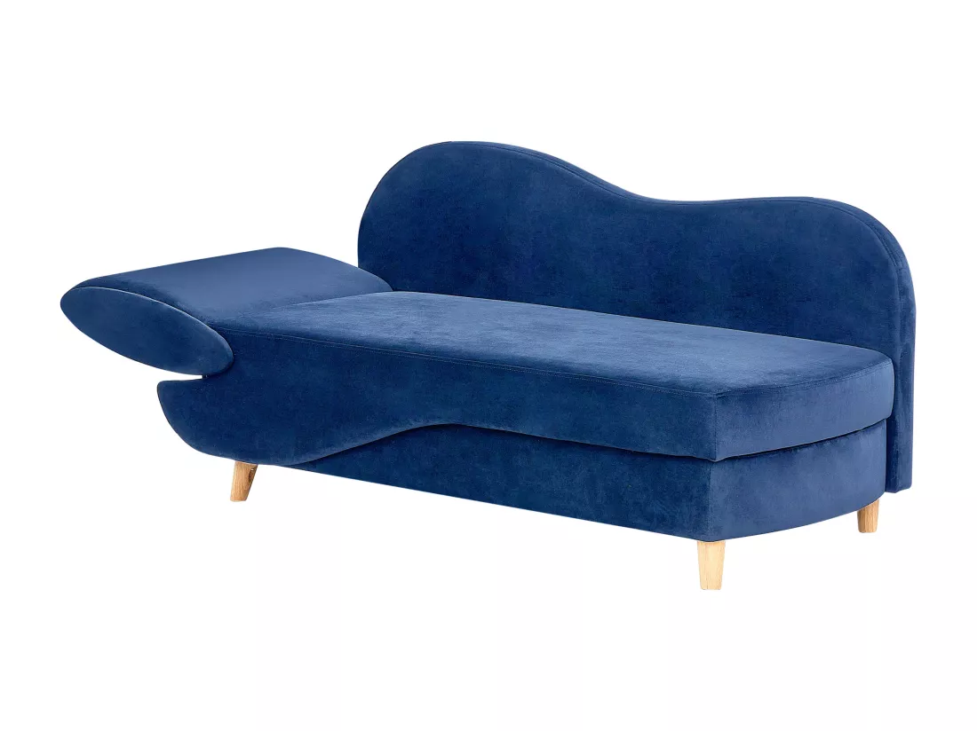 Chaise longue côté droite en velours bleu MERI II