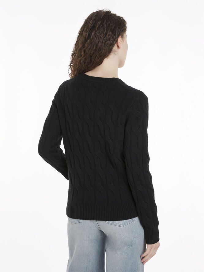 Tommy Hilfiger SOFT WOOL CABLE C-NK LS SWT Black