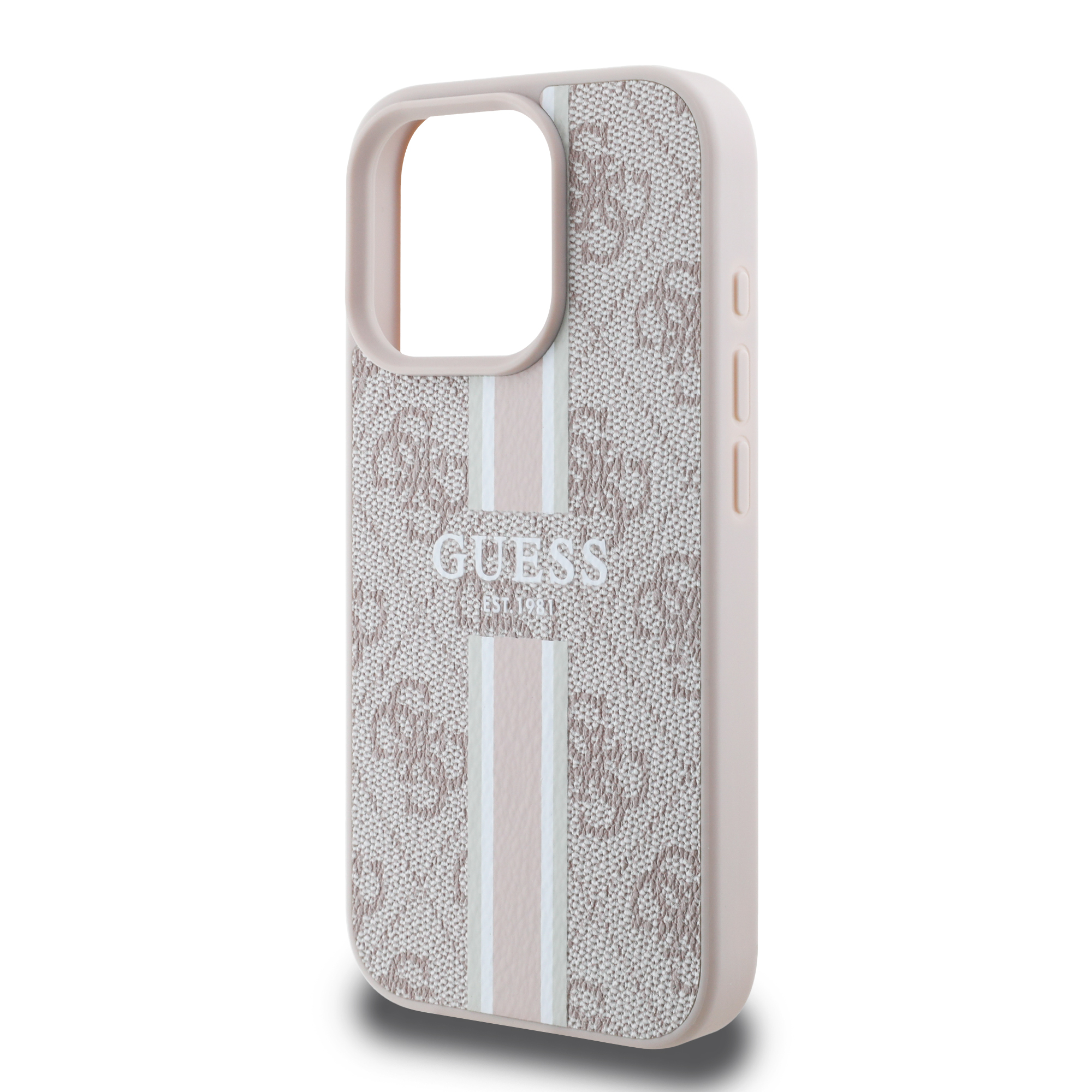 iPhone 16 Pro Max MagSafe Leder Hardcase Hülle 4G Printed Stripes (GUHMP16XP4RPSP) - Rosa
