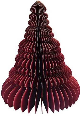 Pajoma - 3 x Papieren Kerstboom - Maroon - 30 cm - 3D-Dennenboomdecoratie - Hoogwaardige Karton