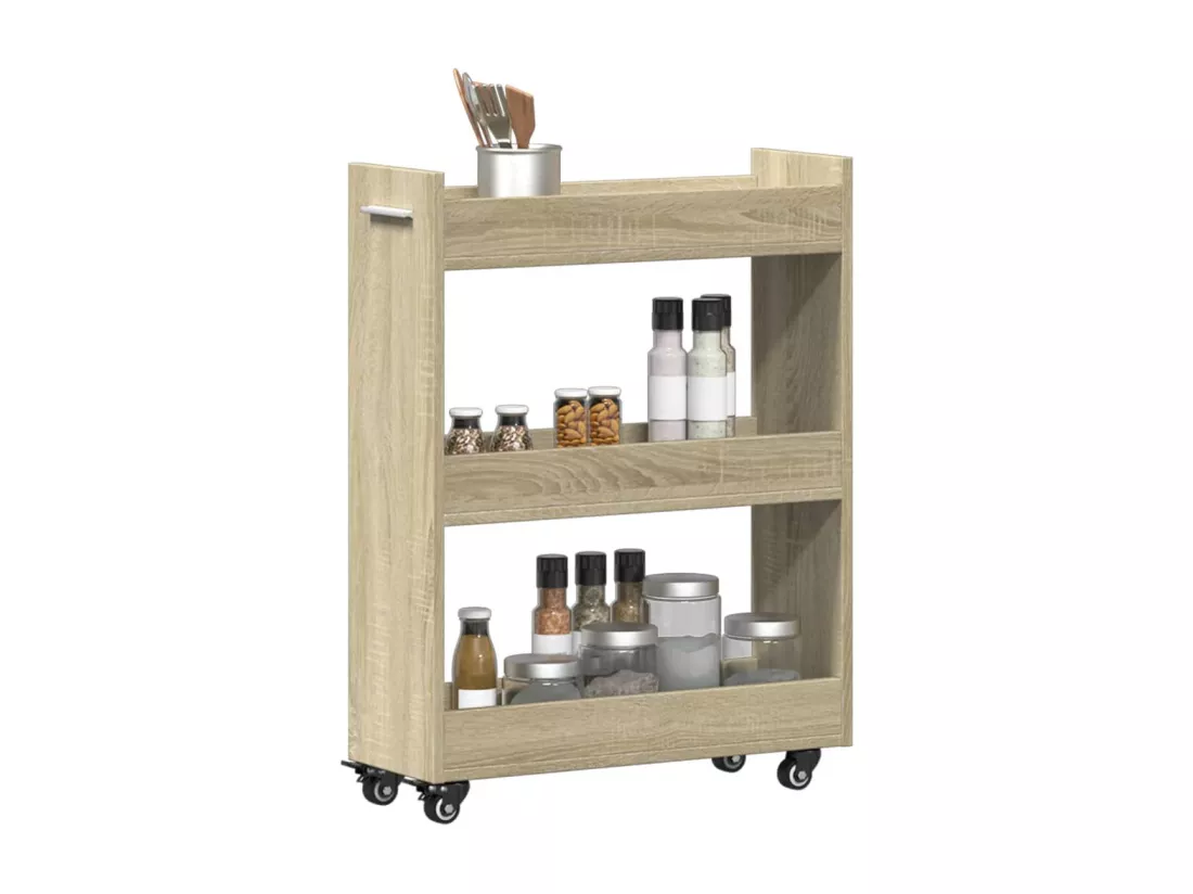 Armoire avec roues chêne sonoma 60x22x79 cm bois d'ingénierie