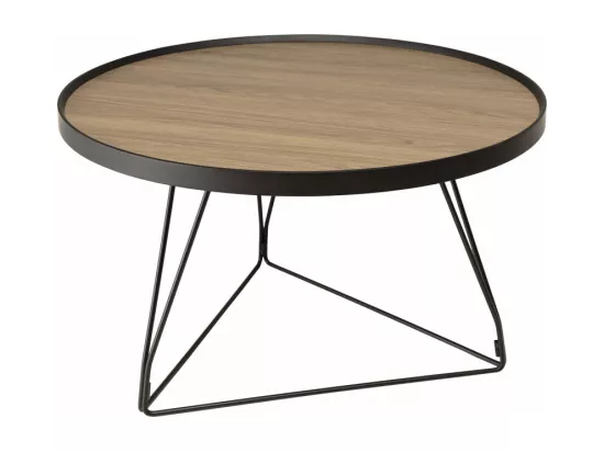 FLEUR - Table basse ronde 70x70cm mocha pieds épingles métal noir