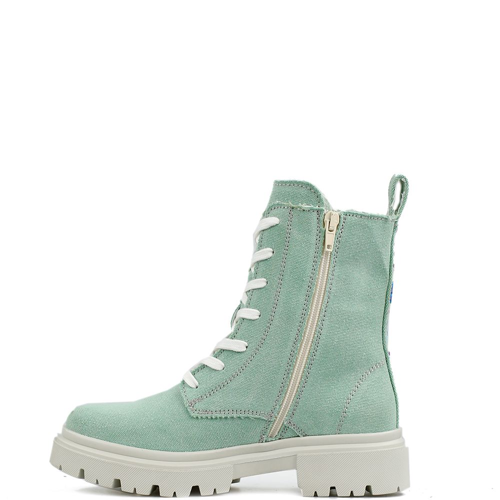 *Vegan* boots La Pintura Marbella gerecycled canvas mint