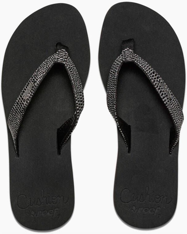 Reef Star Cushion Sassyblack Silver Dames Slippers Zwart Zilver