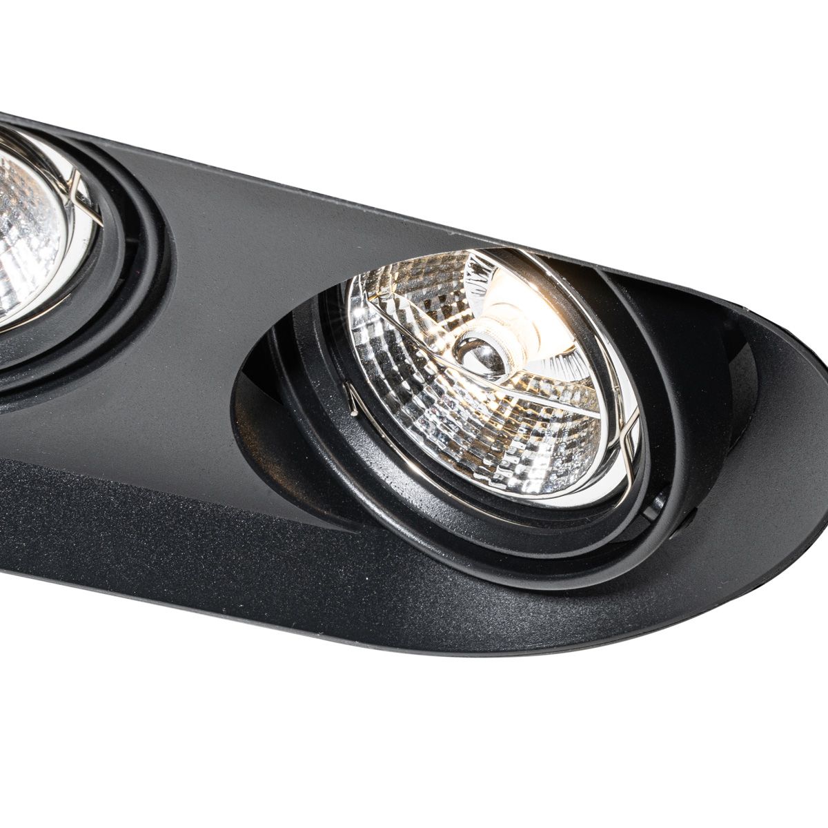 Afgeronde inbouwspot zwart GU10 70mm 2-lichts - Hubs