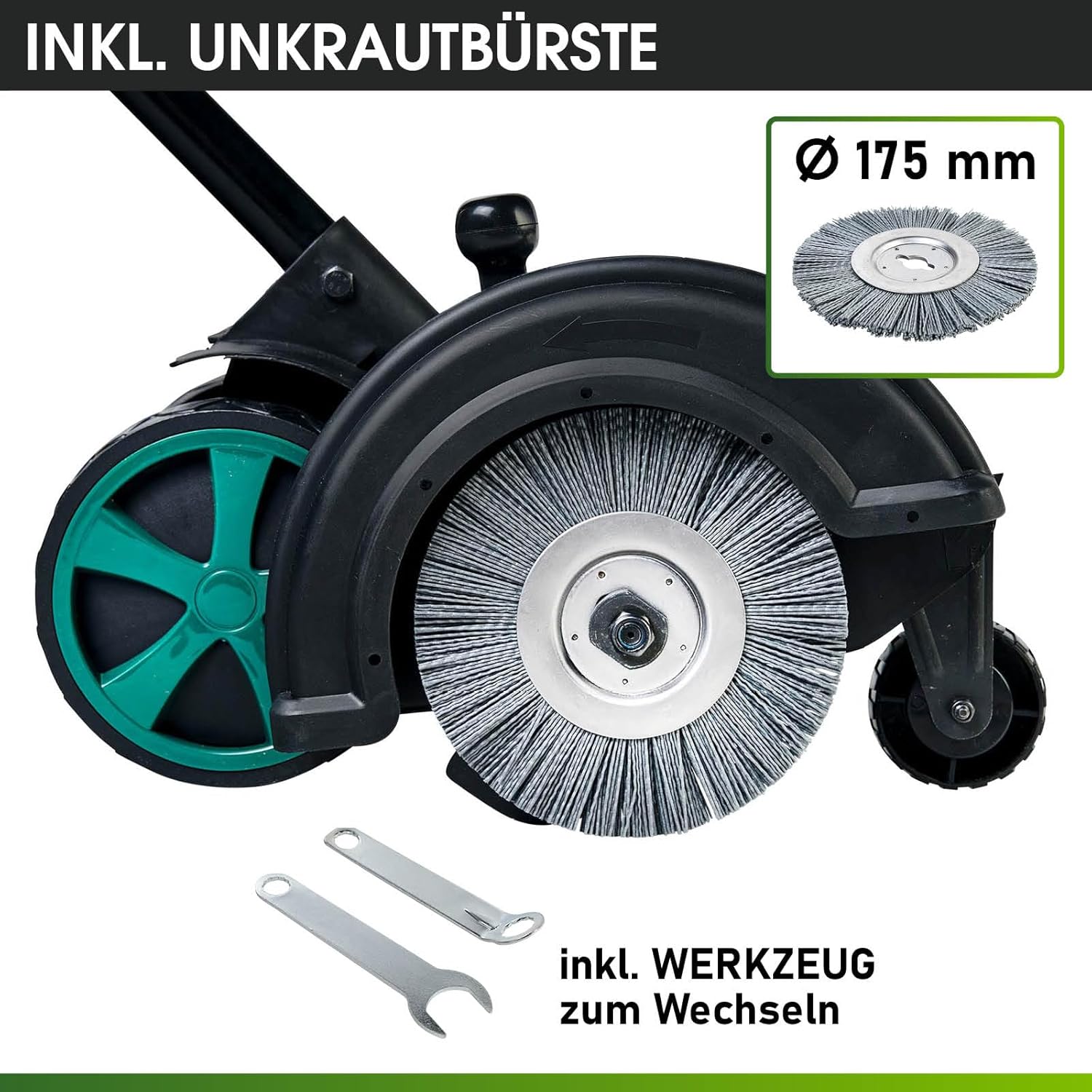 BRAST® Rasentrimmer Rasenkantenschneider | 1400Watt | doppelseitiges Flügelmesser | einstellbare Führungsschiene als Kantenschutz | Nylon-Unkrautbürste | robuste Teleskopstange | Sicherheitsschalter