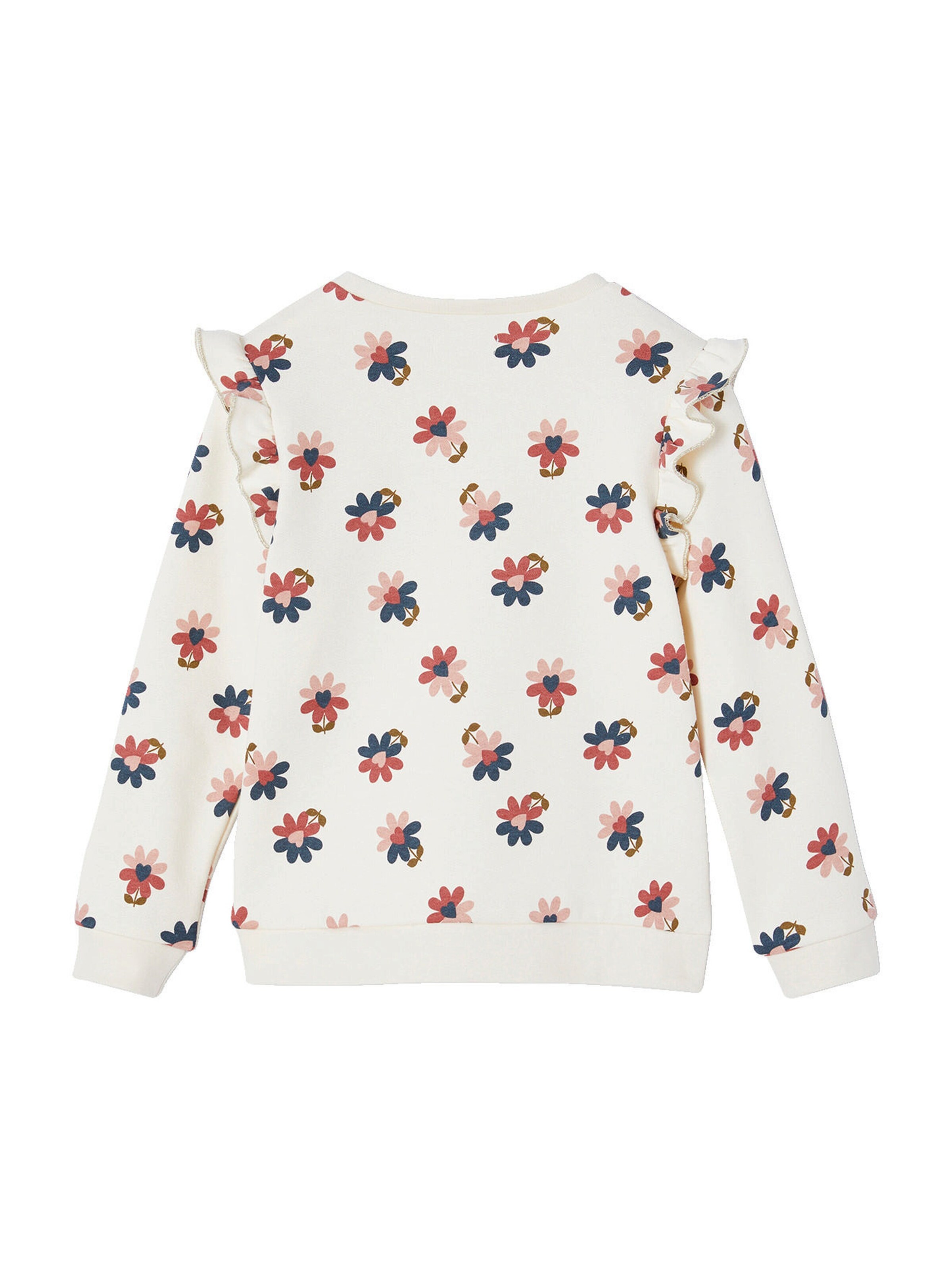 Vertbaudet Mädchen Sweatshirt mit Volants und Prints wollweiß