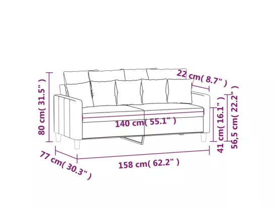 Canapé à 2 places Vert foncé 140 cm Velours