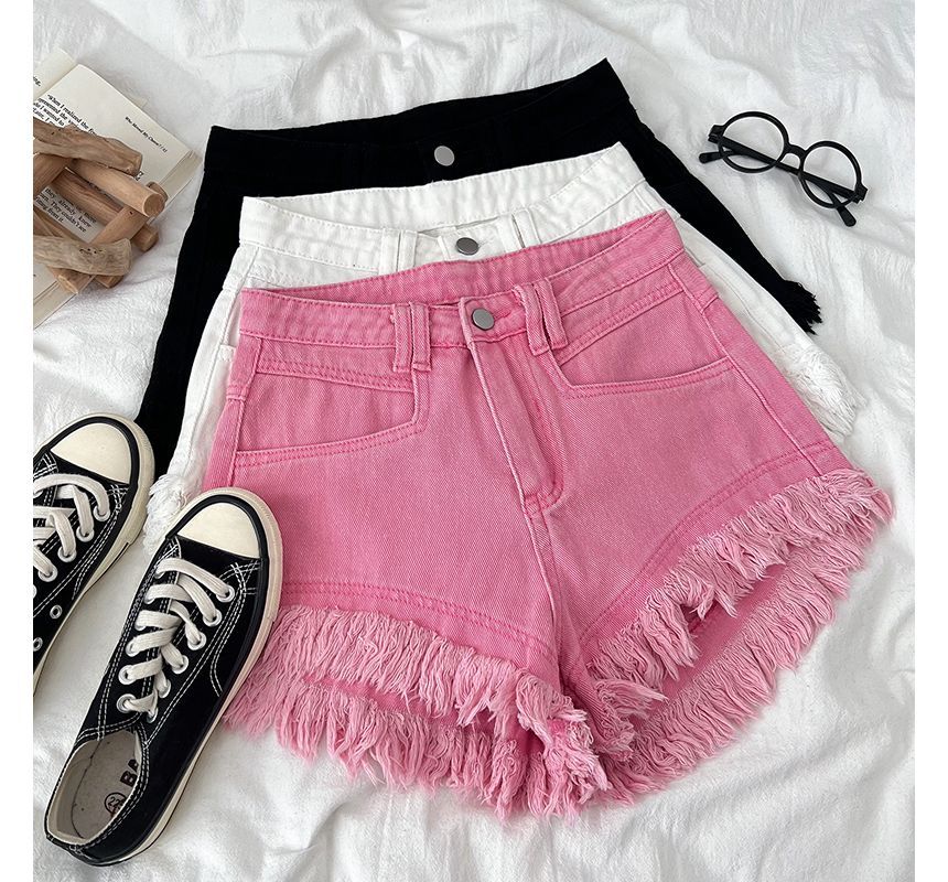 Babique - Hoge taille rafel denim hotpants