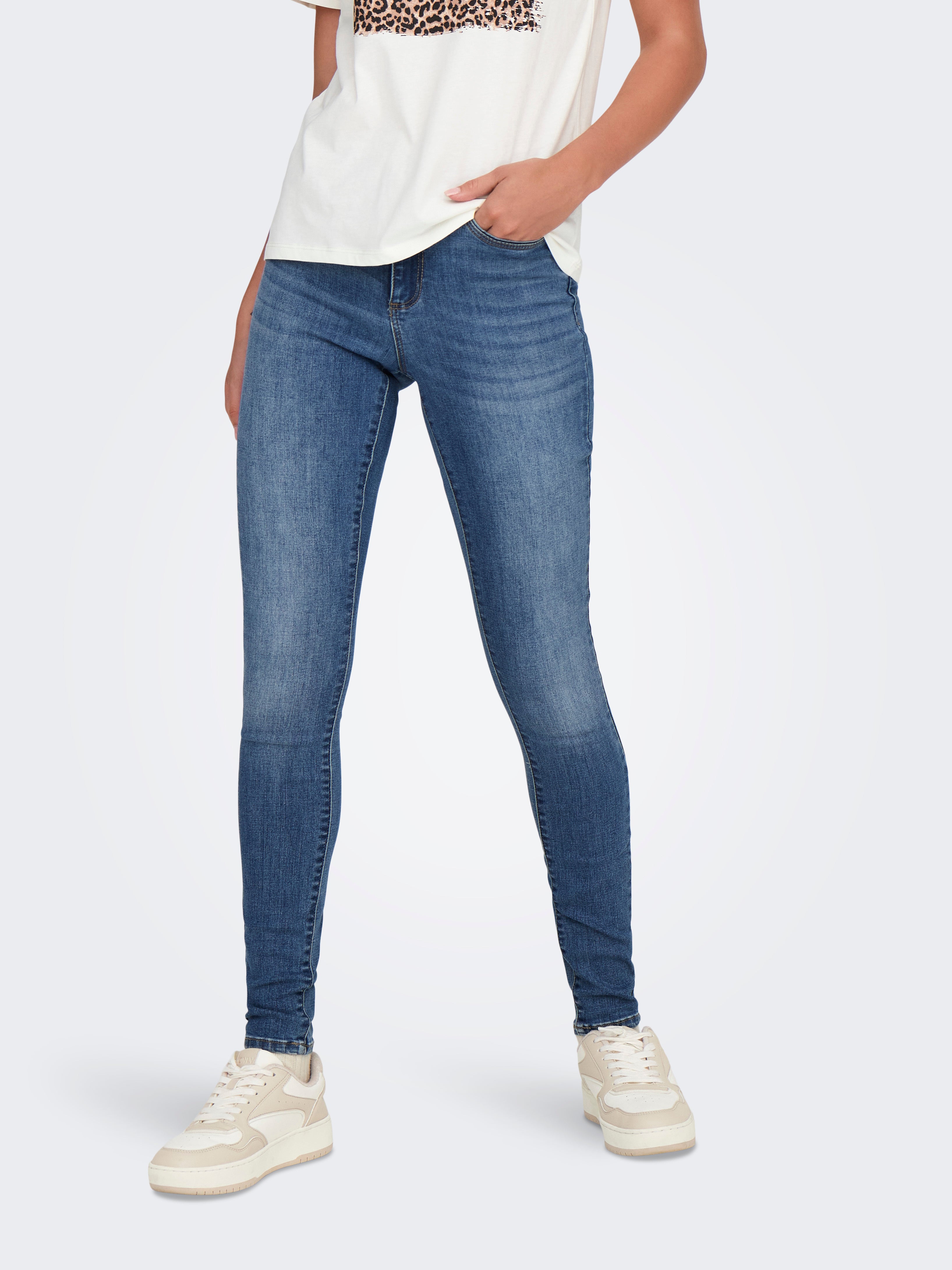 ONLWAUW Mittlere Taille Skinny Fit Jeans Medium Blue Denim