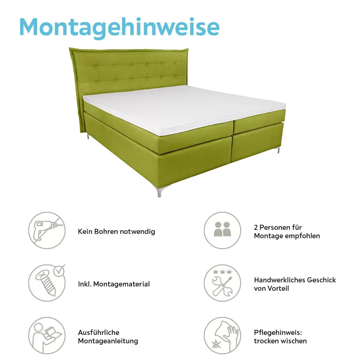 Boxspringbett Fabio 180 x 200 grün