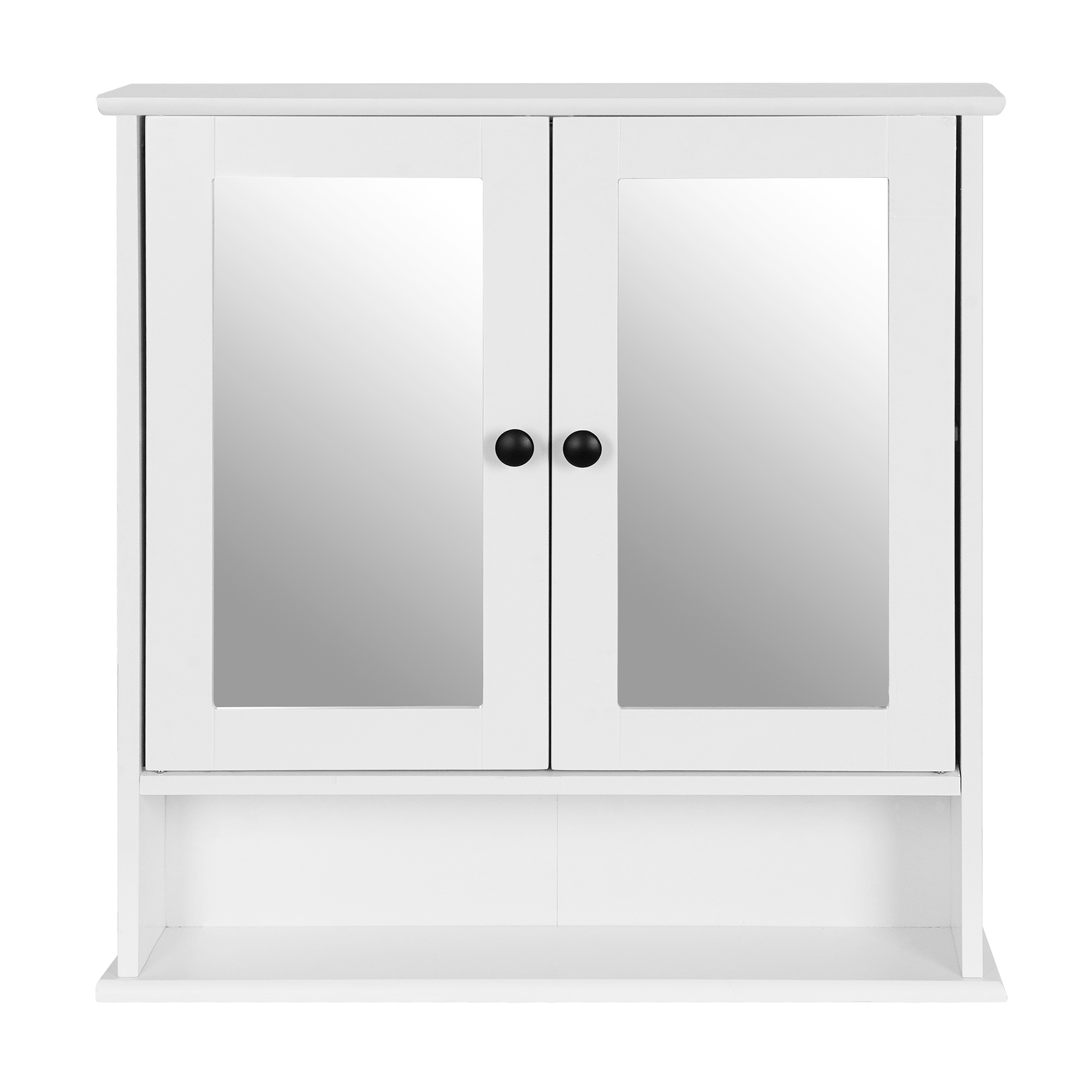 Spiegelschrank - weiß - offenes Fach - 56 cm