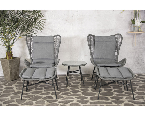 Milan Relax Set SenS-Line tuinmeubel balkonset, metaal, 2-zits, 5-delig, antraciet