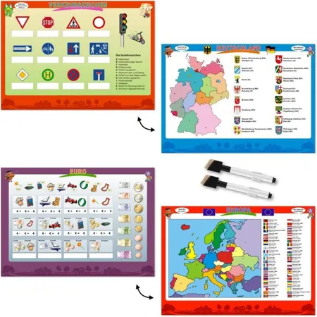 MW-Handel Lerntafel-Set DIN A3 / 2 Lerntafeln + 2 Foilienschreiber / Landkarten...