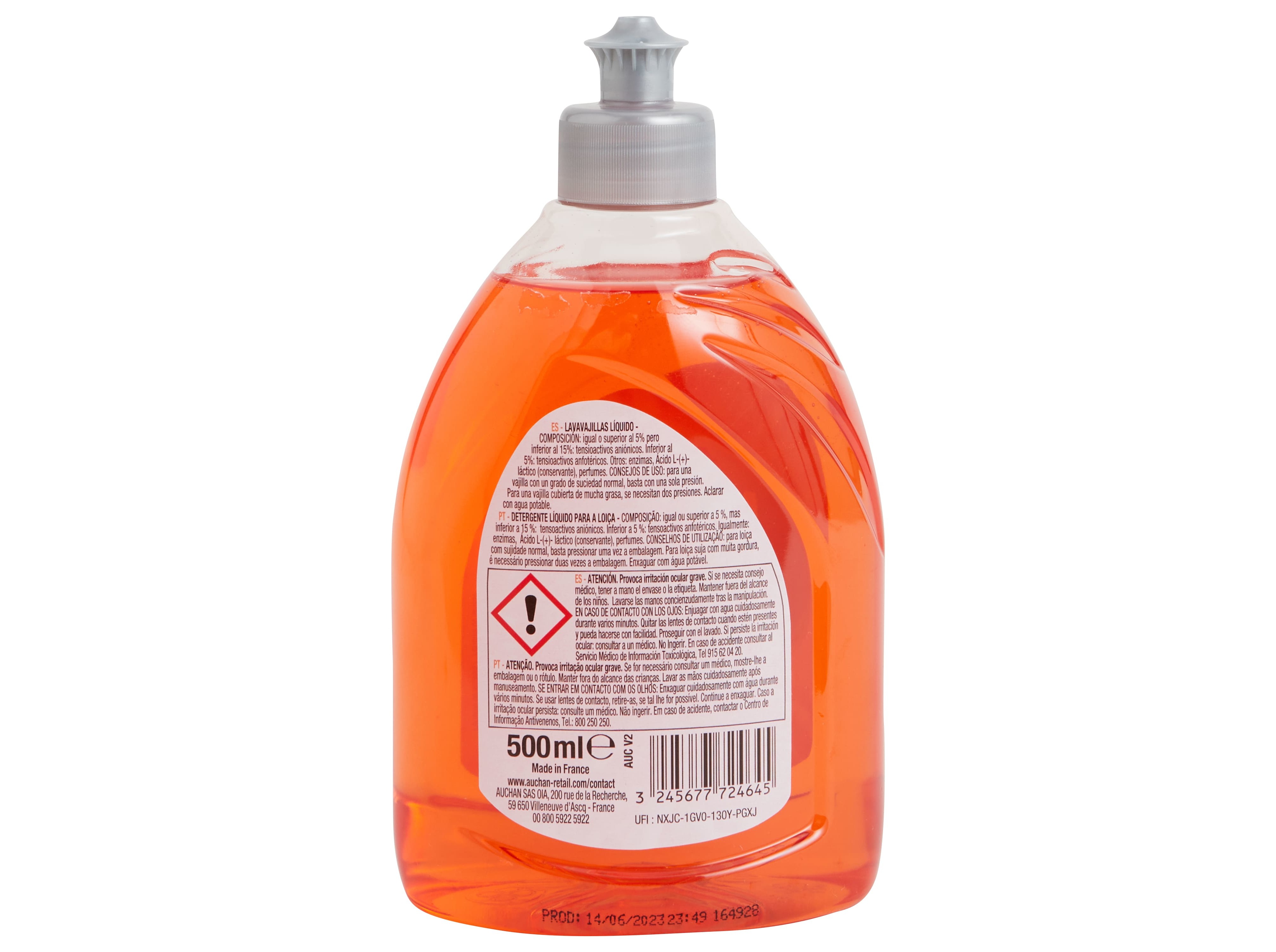 DETERGENTE LOIÇA MANUAL AUCHAN ULTRA CONCENTRADO CÍTRICO 500ML
