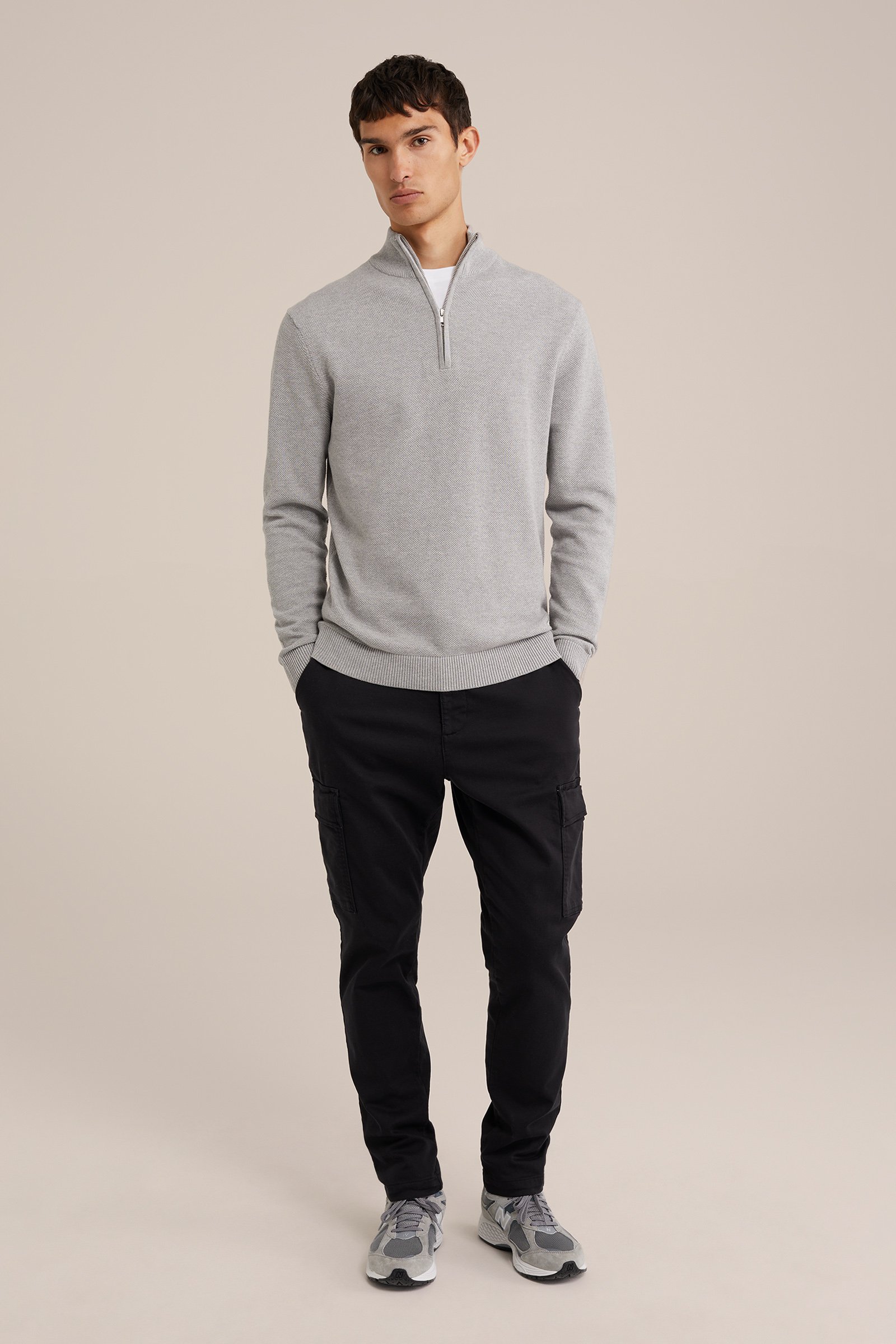 trui met rits WE Fashion Lichtgrijs