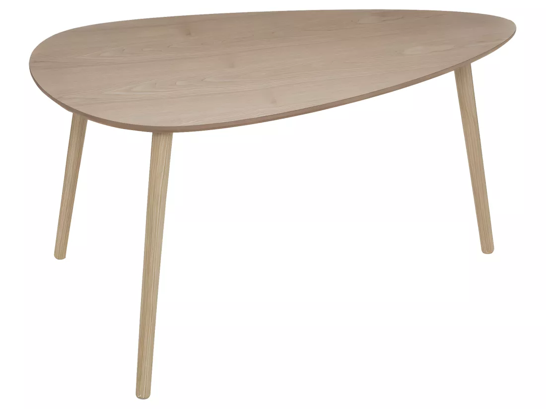 Lot de 2 Tables à café gigogne en bois clair et pieds bois naturel