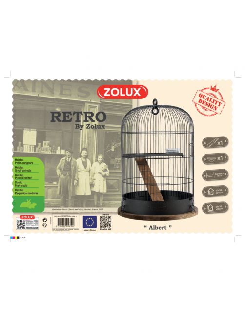 Zolux Retro Knaagdierenkooi Albert - Dierenverblijf - 38x38x55 cm Bruin