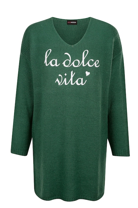 Long-Pullover, Schriftzug, V-Ausschnitt, Langarm