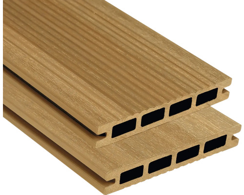 Konsta WPC terrasplank Nativo ECO holle kamerprofiel gecoat 23x145x3000 mm lichtbruin eiken