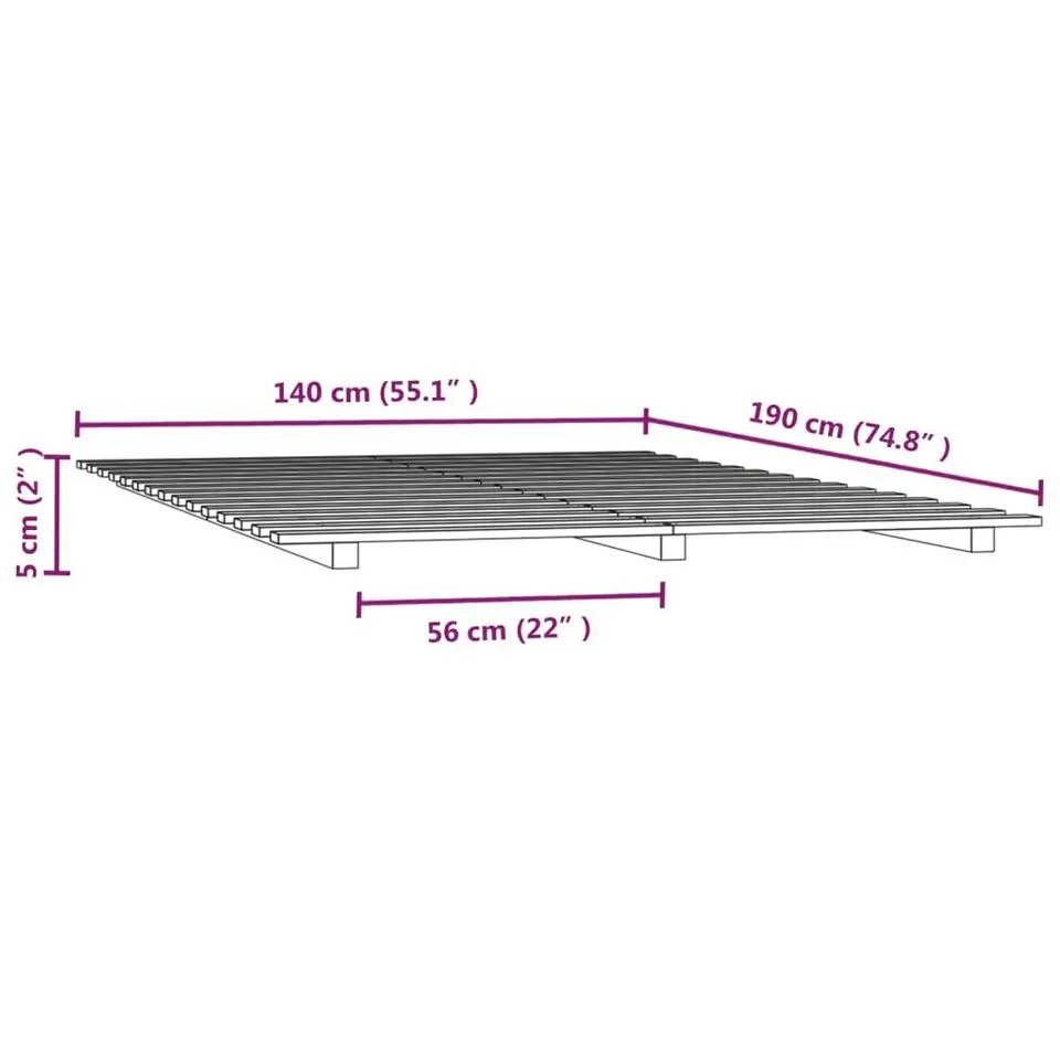 vidaXL - Palletbed frame - Naturel - Massief grenenhout - 140x190 cm