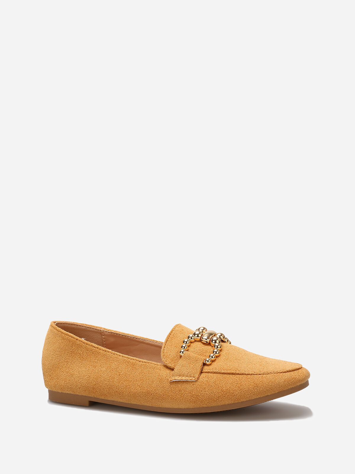Mocassins en suédine à détail boucle- Camel