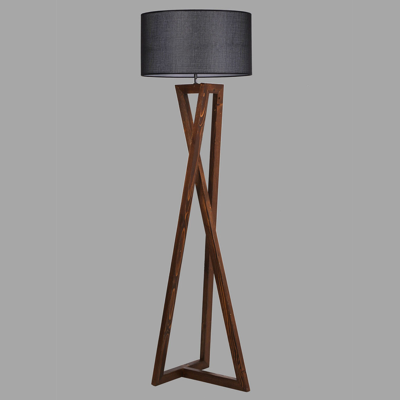 Opviq Lampadaire Macka noir/noyer - D.45x166 cm