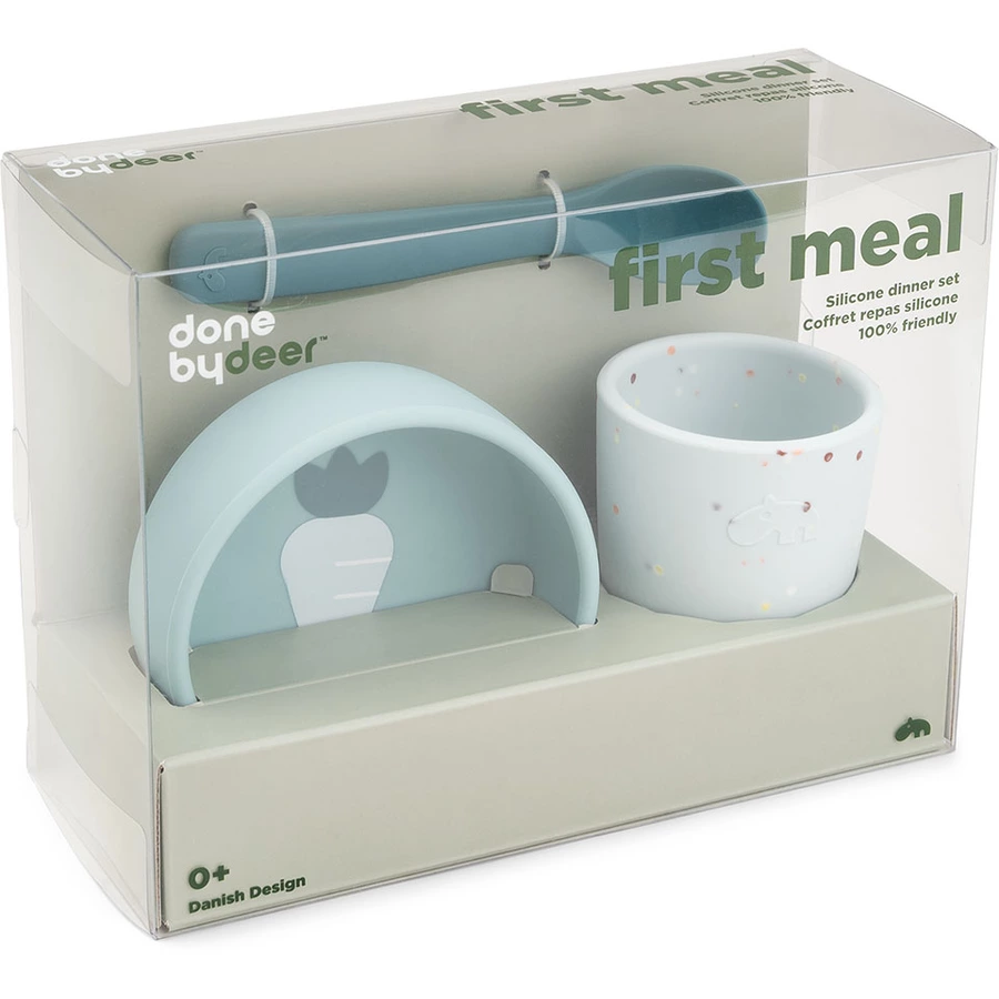 Done by Deer™ Silikon Geschirr-Set First meal blau