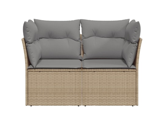 VIDAXL - Canapé de jardin avec coussins 2 places beige résine tressée