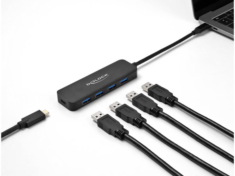 Delock 4x USB Typ-A   1x USB Typ-C Power Delivery Delock USB Type-C Hub 4 Port USB 3.2 Gen 1 mit Power Delivery 85 Watt