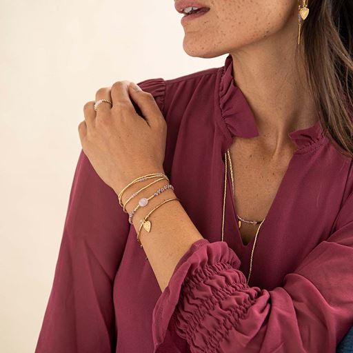 A Beautiful Story Emotion Armbånd, Rose Quartz, 16-22 cm