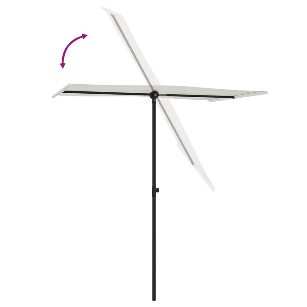 Parasol d'extérieur avec mât en aluminium 180 x 130cm blanc sable