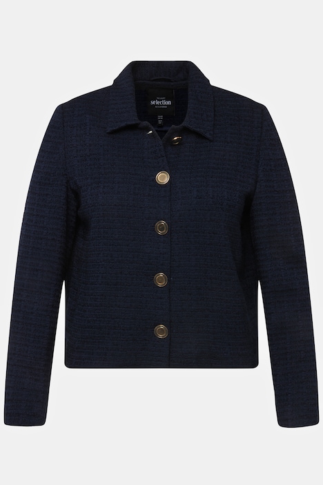 Bouclé-Jacke, Hemdkragen, Acetatfutter
