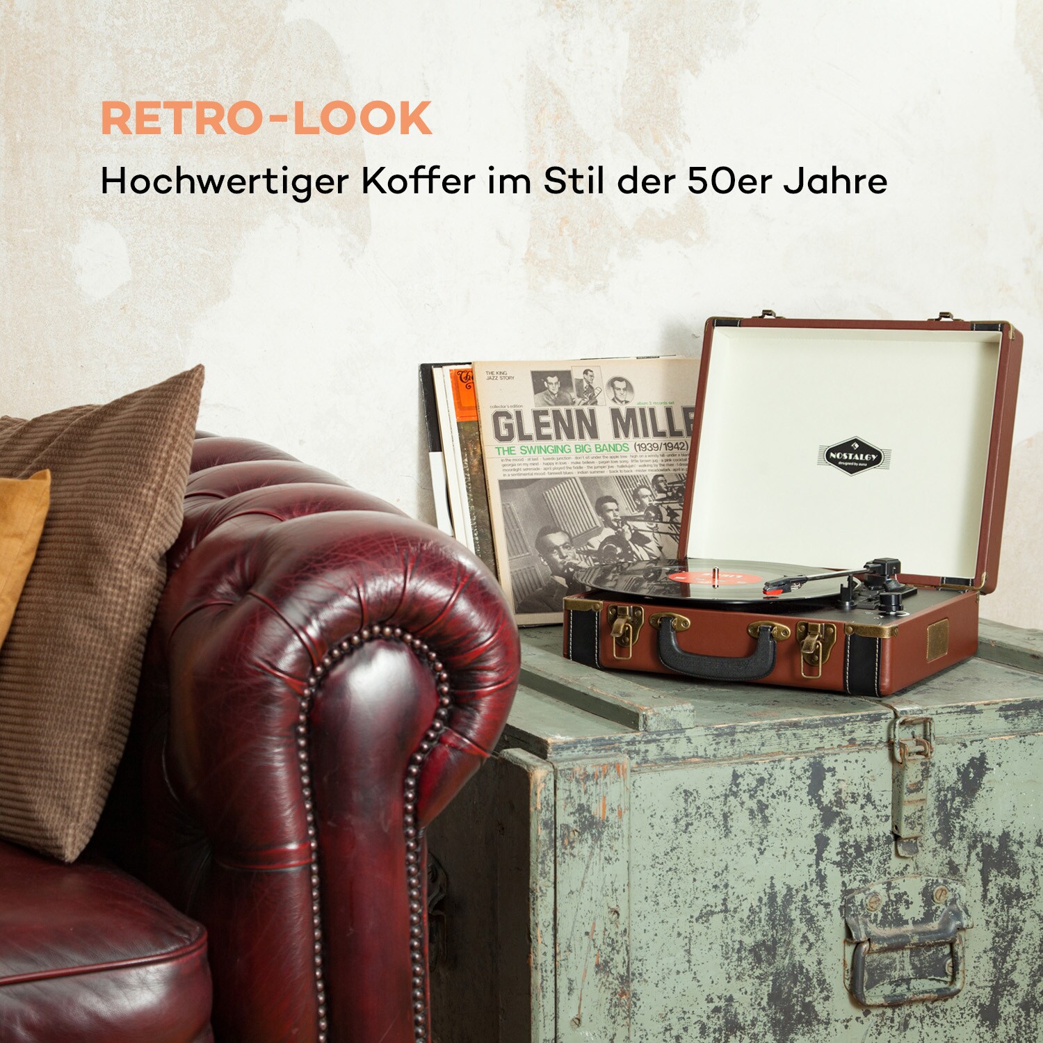 Jerry Lee Retro-Plattenspieler LP USB braun Braun