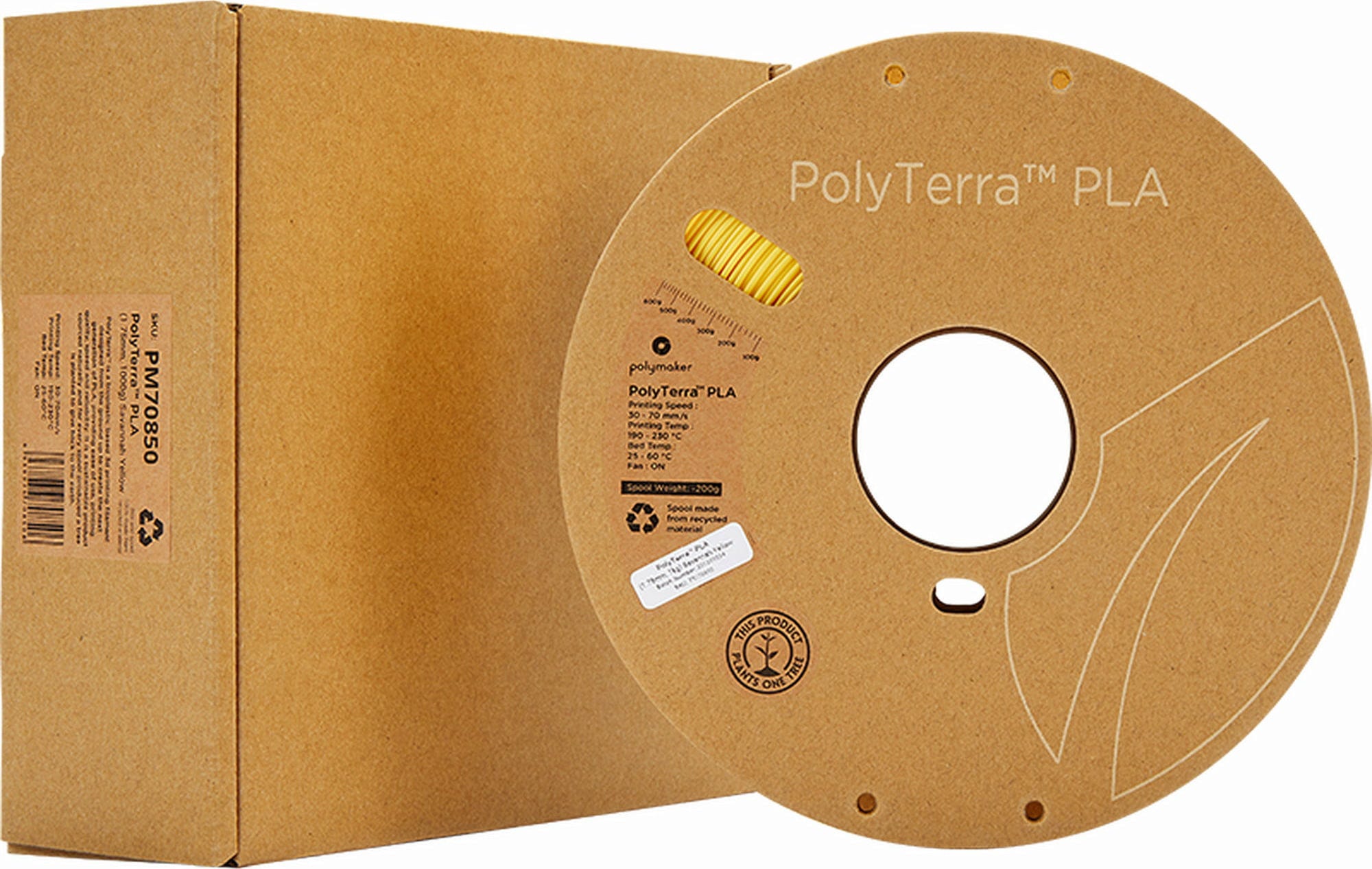 Polymaker  PolyTerra PLA Savannah Yellow, 1,75 mm / 1000 g    Filament mit reduziertem Kunststoffgehalt