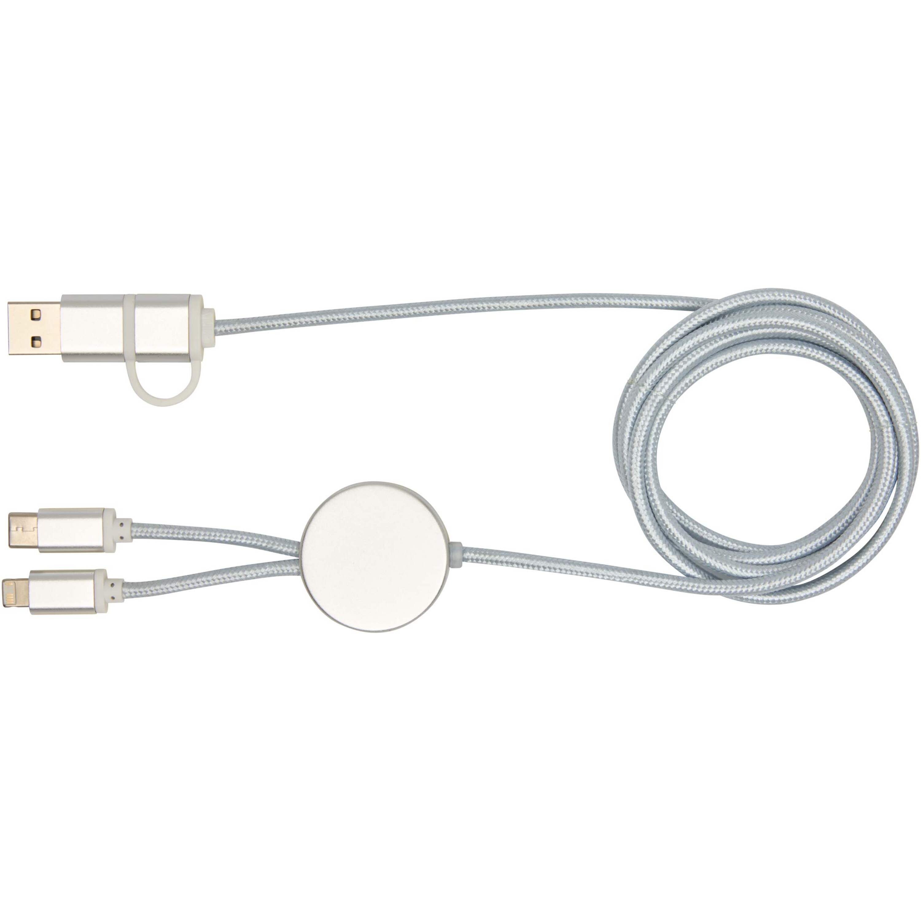 PF Concept 124425 - Câble 5 en 1 Alasia en aluminium et plastique recyclés de 150 cm pour la synchronisation des données et la charge rapide de 27 W